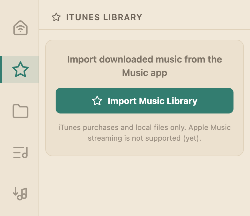 Unisong iTunes Library tab in the light theme