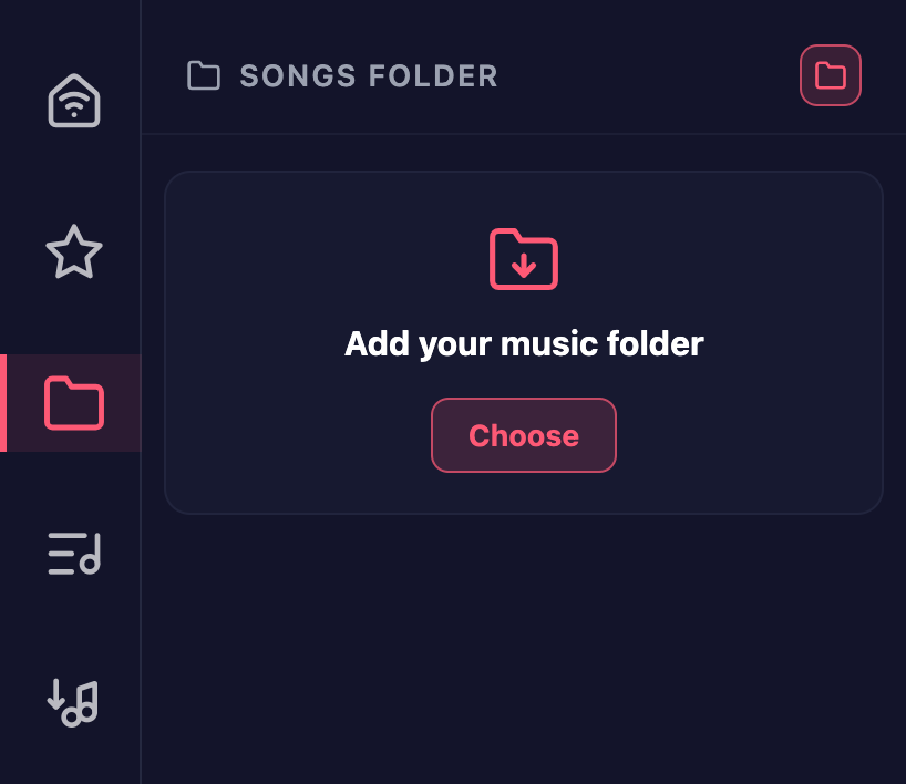 Unisong Songs Folder tab in the dark theme