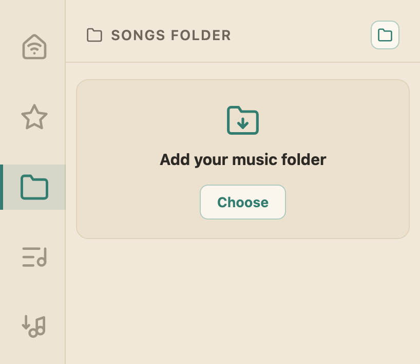 Unisong Songs Folder tab in the light theme