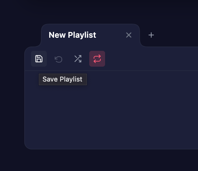 Unisong Save Playlist action in the dark theme